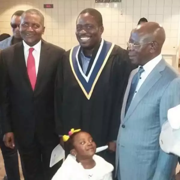 Africa’s Richest Man, Aliko Dangote Poses With Oshiomole’s Son As He Graduates From Canadian University